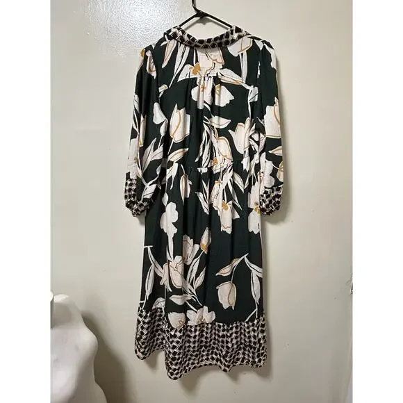 NWT Umgee Women's Newbury Green Floral Boho Balloon Sleeves Maxi Dress - Size S - Picture 4 of 6